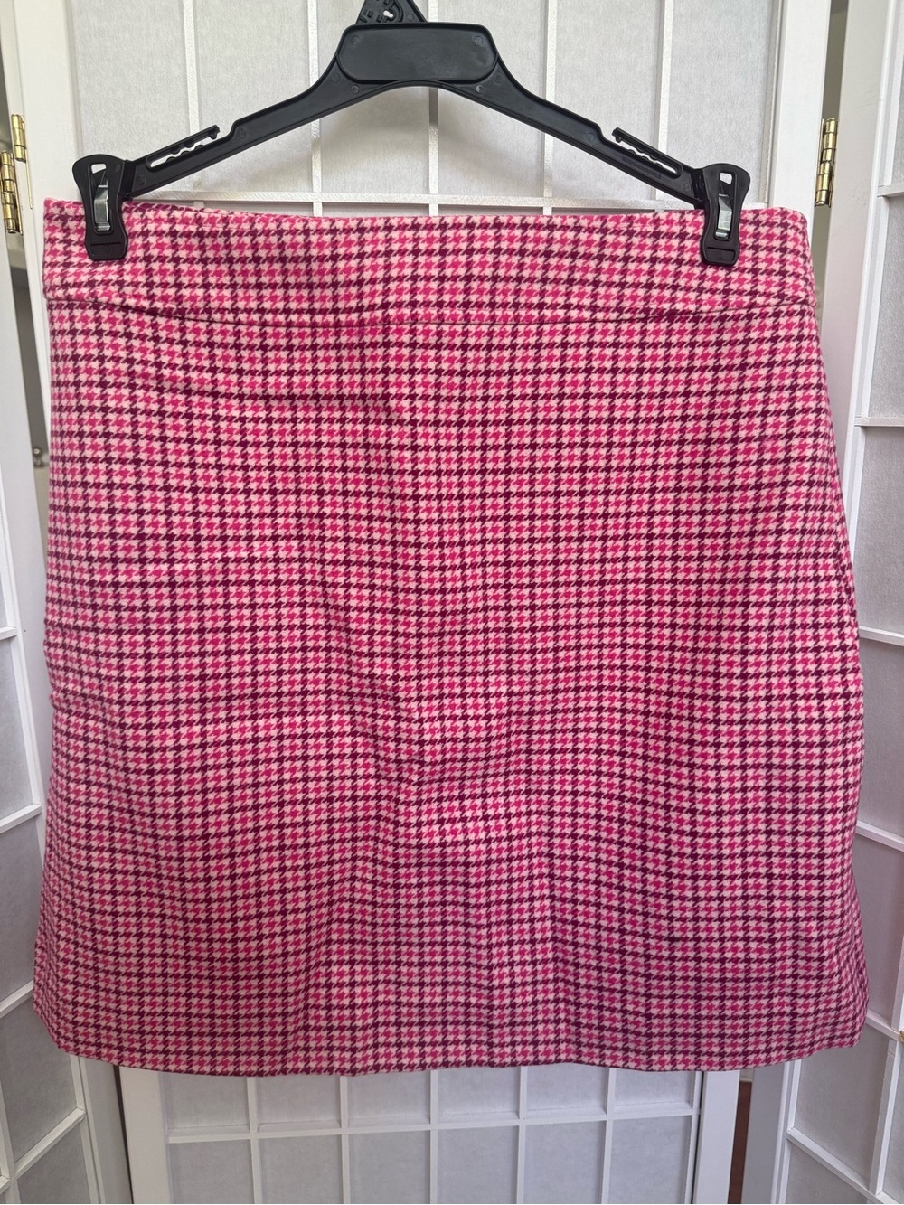 J Crew pink houndstooth skirt
